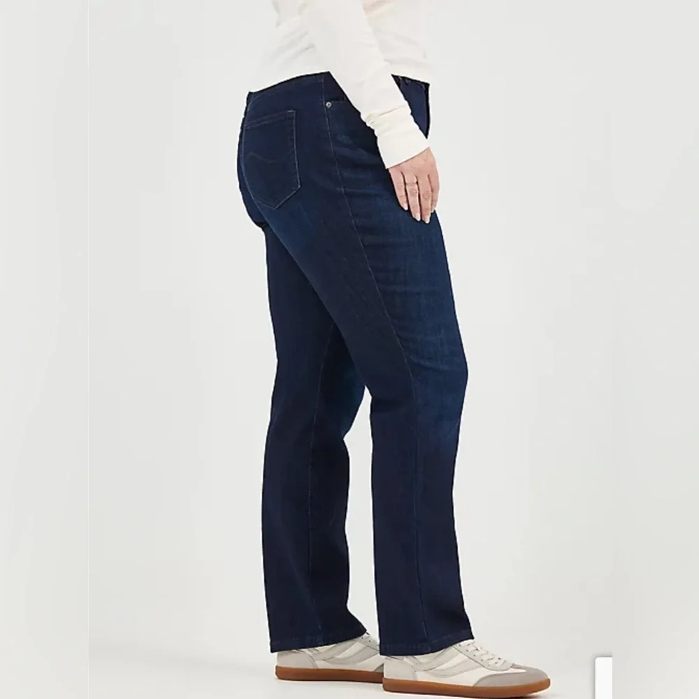 Lee Womens Relaxed Fit Straight Leg Jeans Mid Rise Stretch Dark Blue Plus Sz 30L